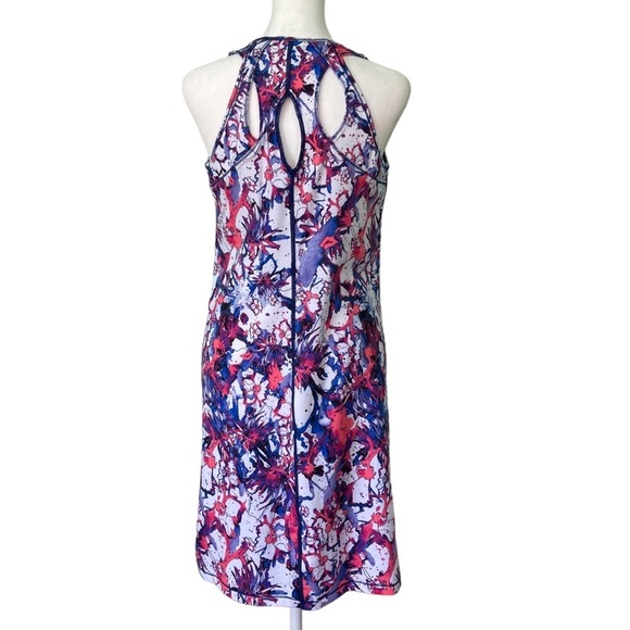 Title Nine Splatter Floral Print Cut Out Back Athletic Dress Shelf Bra (Size M) - Picture 4 of 10